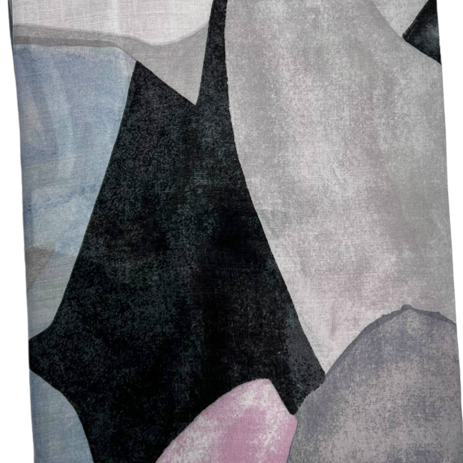 Soft Abstract painting on solid canvas scarf: Grey