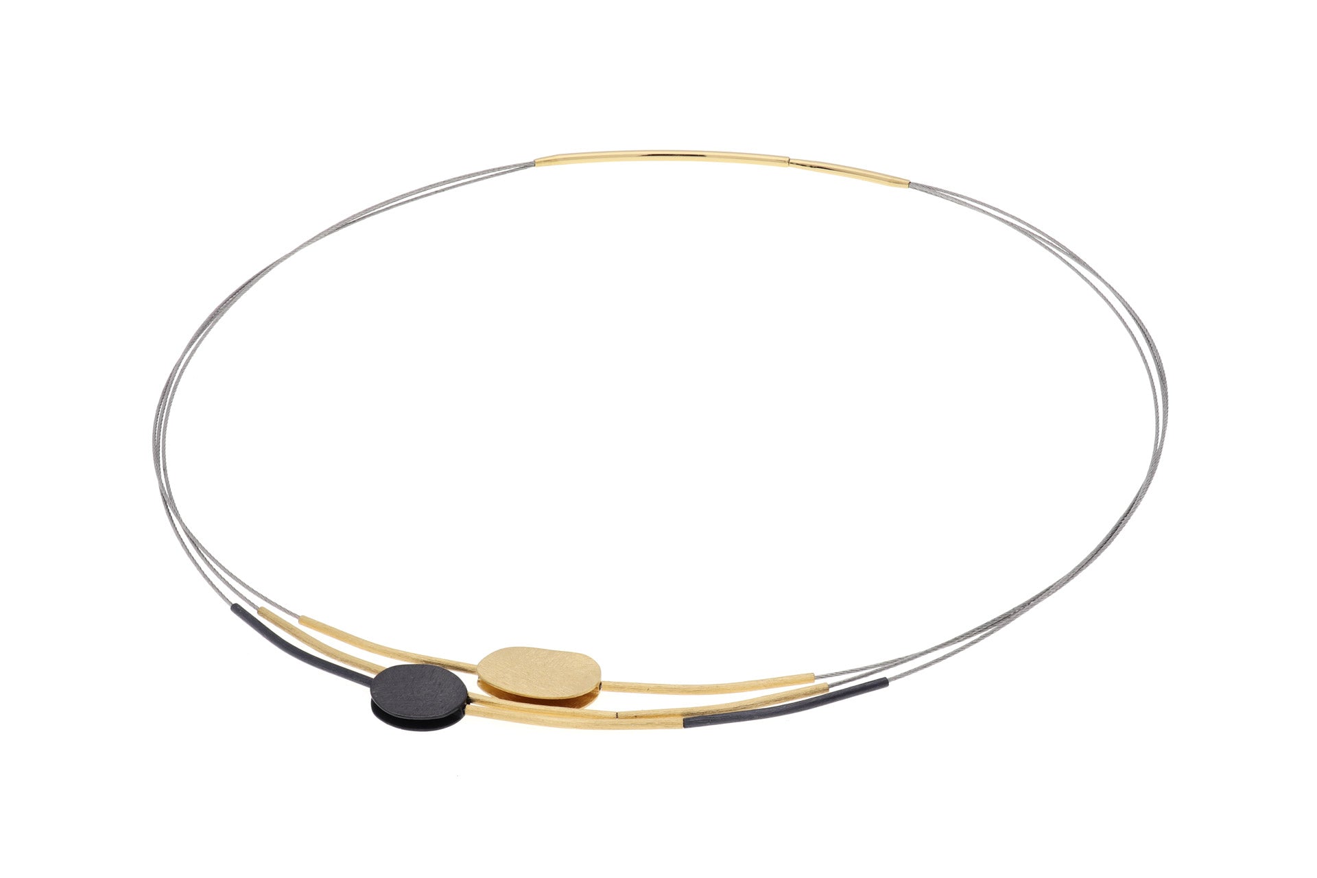 Gold and Oxidised Circle Necklace - The Nancy Smillie Shop - Art, Jewellery & Designer Gifts Glasgow