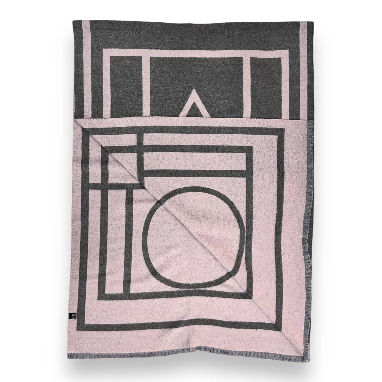 Black Geometric print cashmere blend winter scarf: Pink