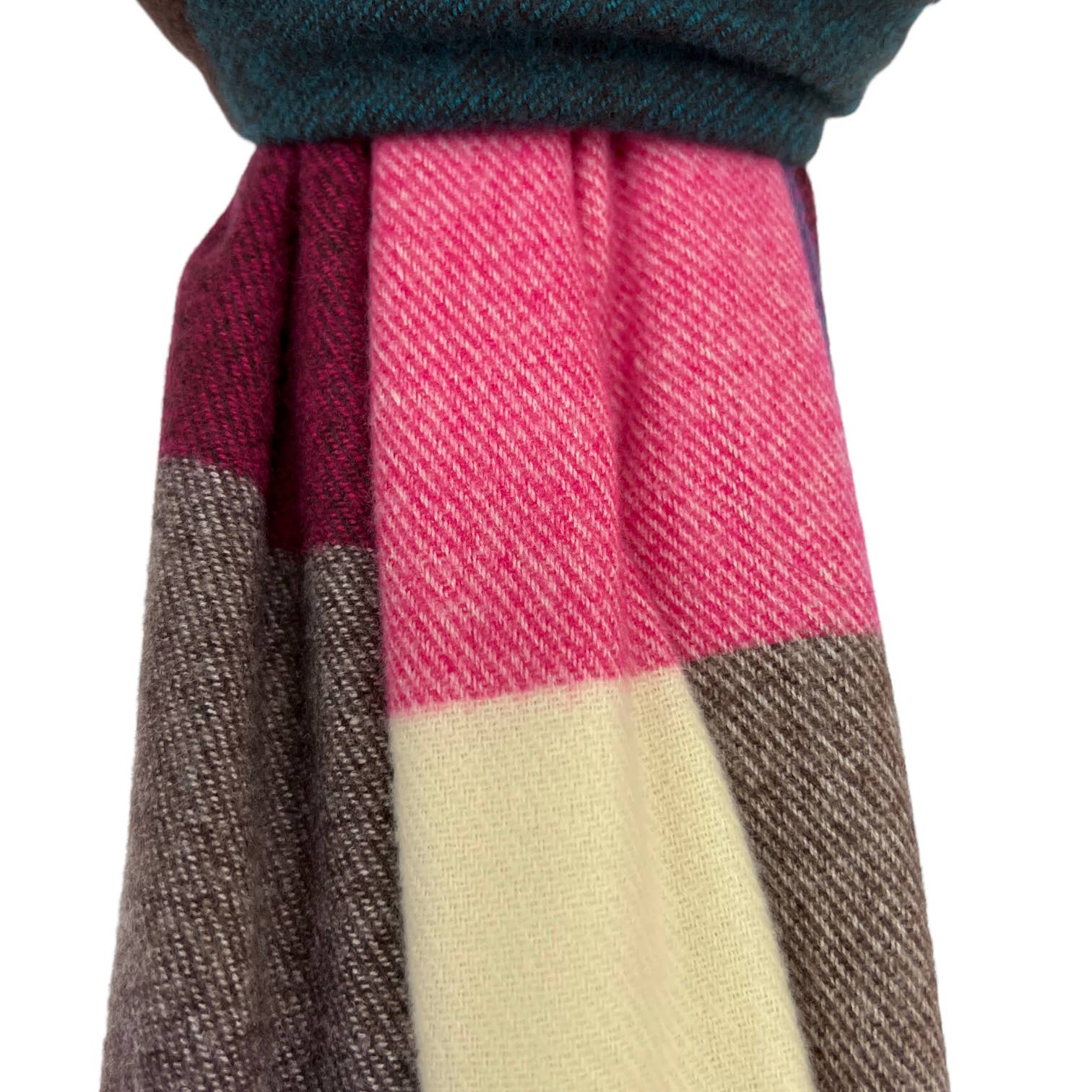 Classic colourful woolmix check scarf with tassels: Blue | The Nancy Smillie Shop - Art, Jewellery & Designer Gifts Glasgow Scotland