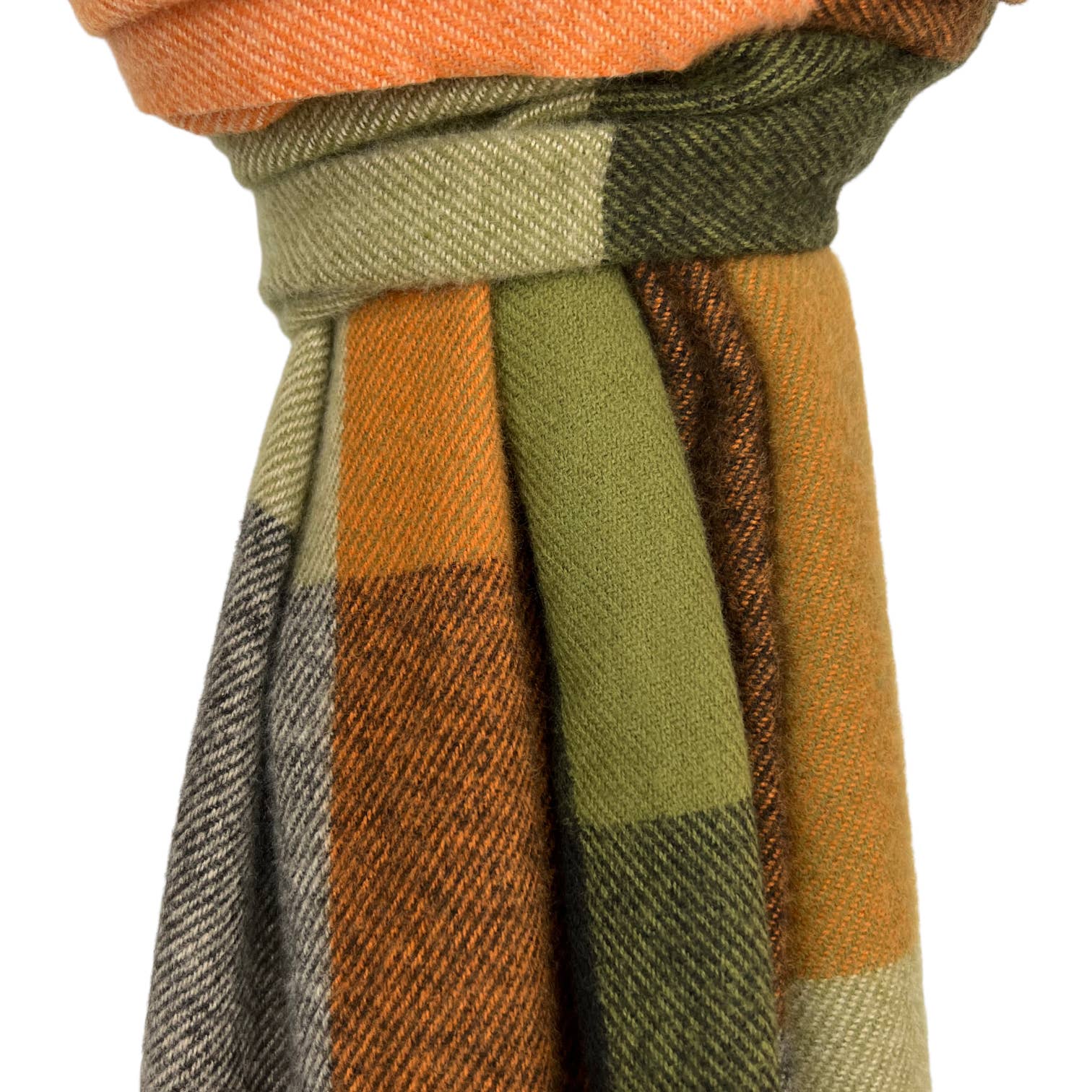 Classic colourful woolmix check scarf with tassels: Blue