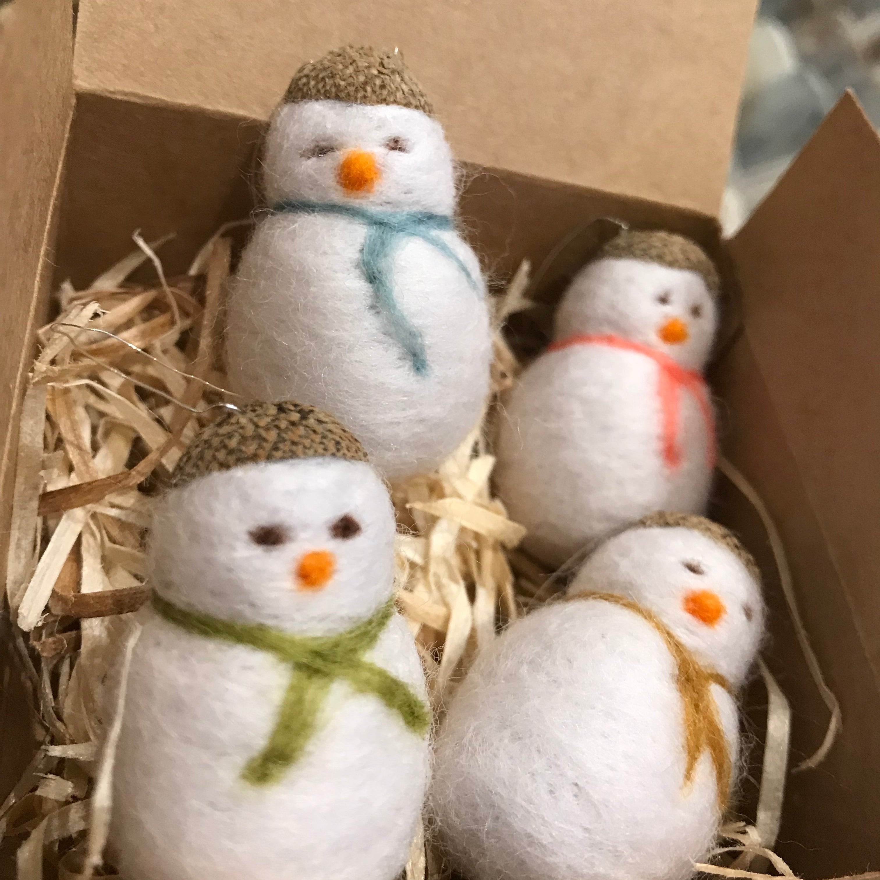 Handmade Felt Snowmen set of 4