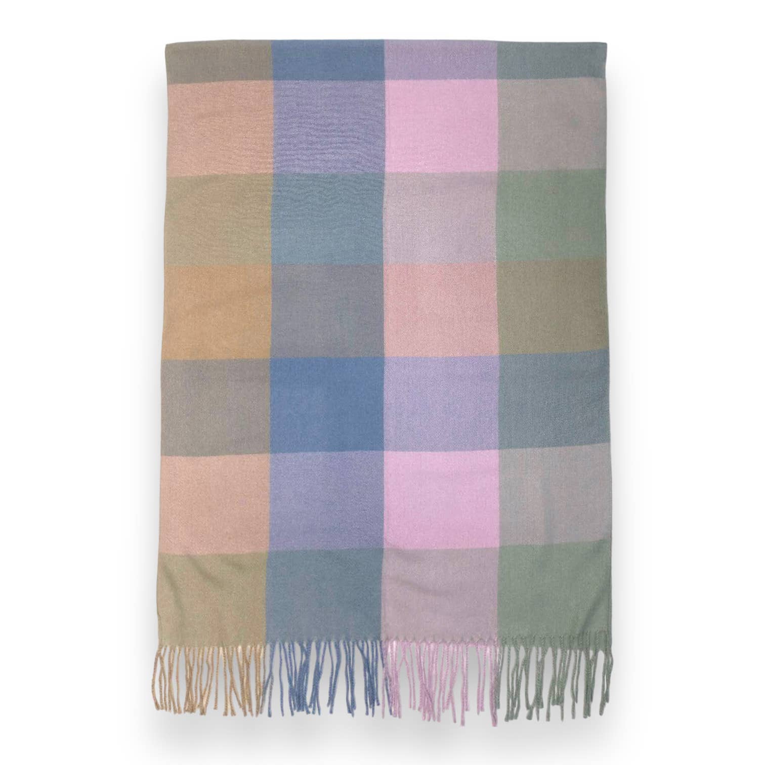 Classic colourful woolmix check scarf with tassels: Blue | The Nancy Smillie Shop - Art, Jewellery & Designer Gifts Glasgow Scotland