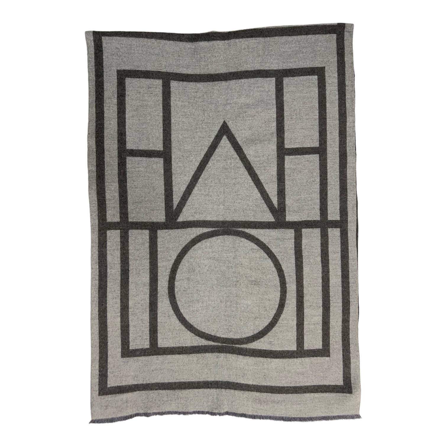 Black Geometric print cashmere blend winter scarf: Grey