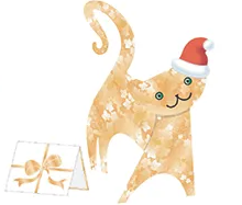 Ivy Cat Gold/Santa Hat | The Nancy Smillie Shop - Art, Jewellery & Designer Gifts Glasgow Scotland