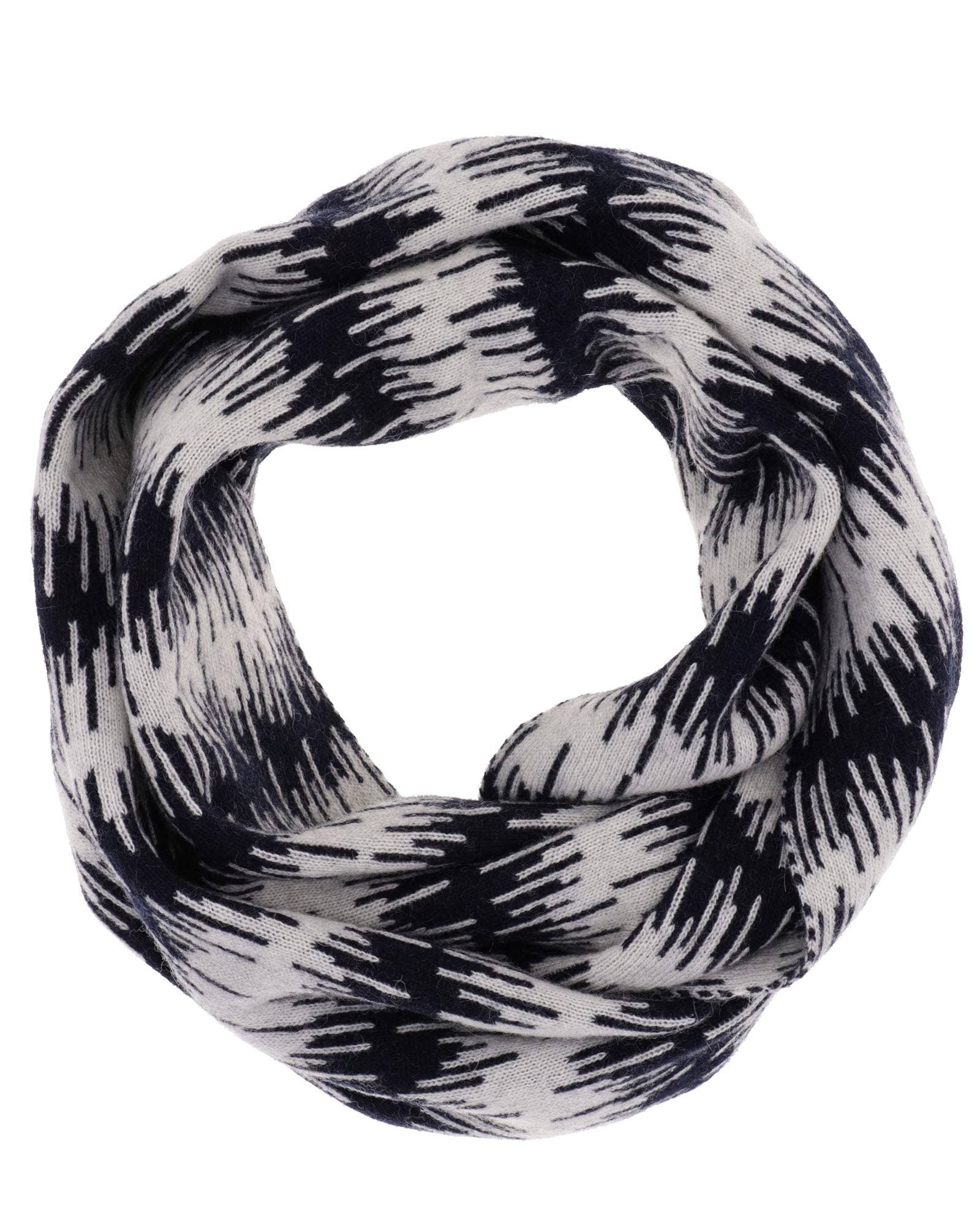 Cashmere Blend Wave Snood: Midnight Blue and White | The Nancy Smillie Shop - Art, Jewellery & Designer Gifts Glasgow Scotland