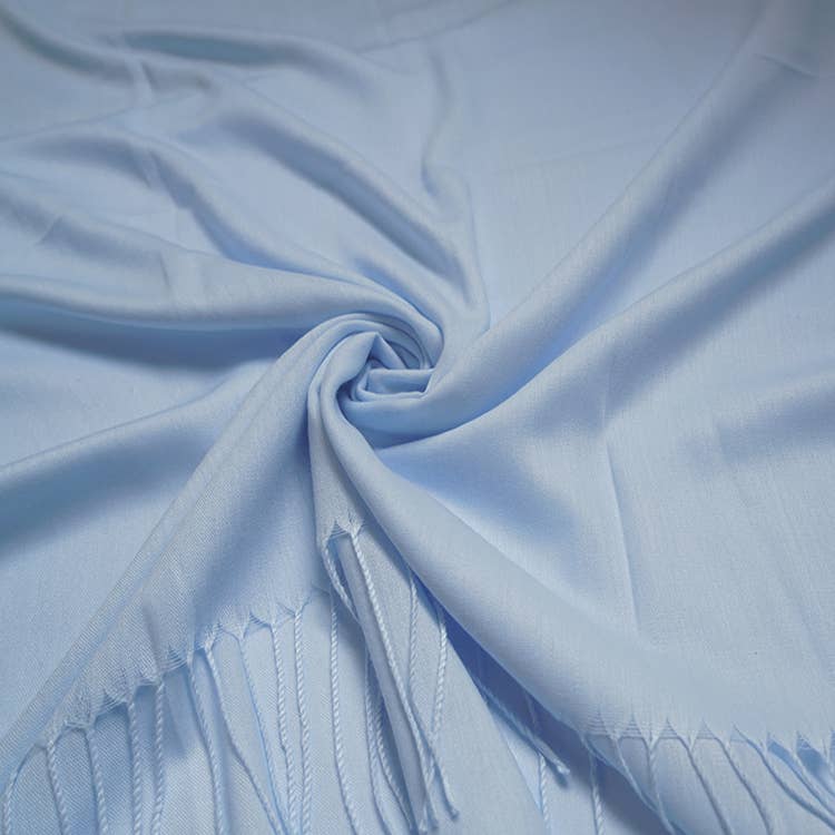 Plain cotton blend pashmina with tassels: Cyan Blue A7