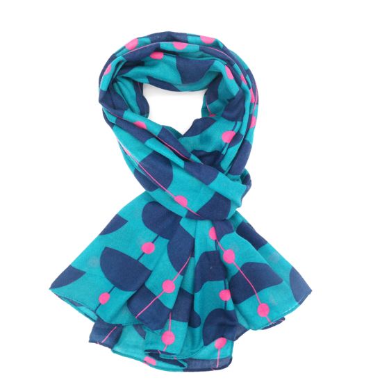 Teal Retro Shapes Scarf