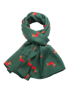 Green Festive Sausage Dogs Scarf