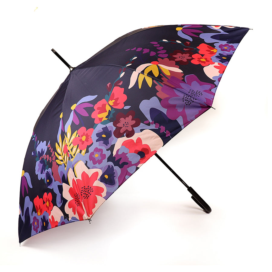 Navy Floral Print Umbrella