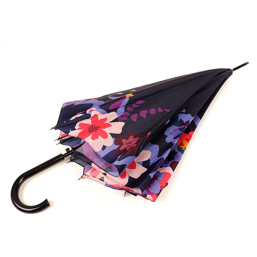 Navy Floral Print Umbrella