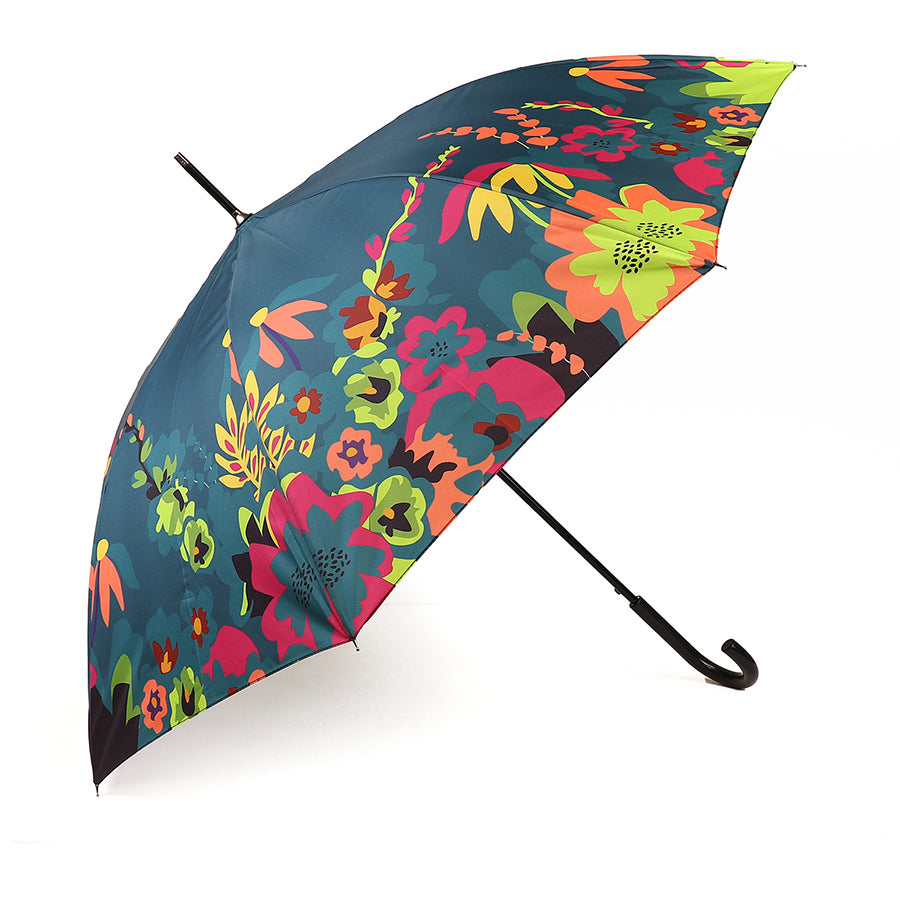 Teal Floral Print Umbrella