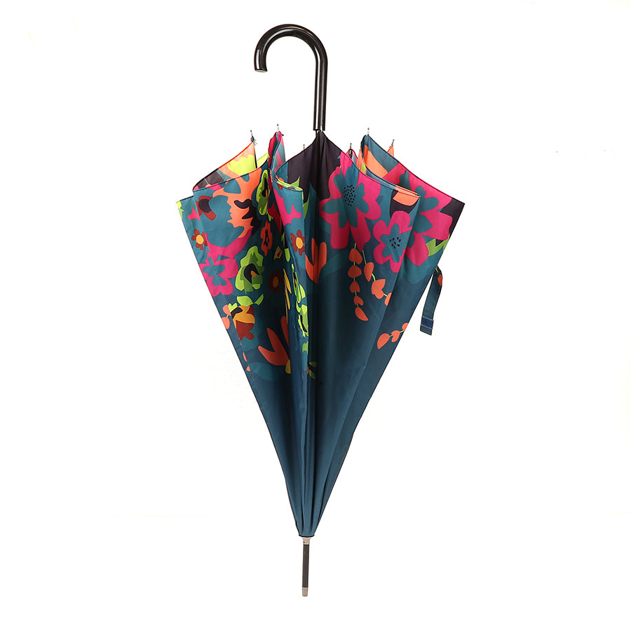 Teal Floral Print Umbrella