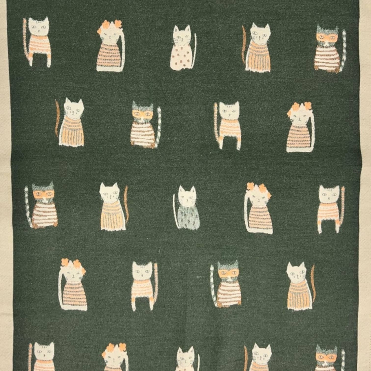 Colourful Cat prints on Wool blend: Black