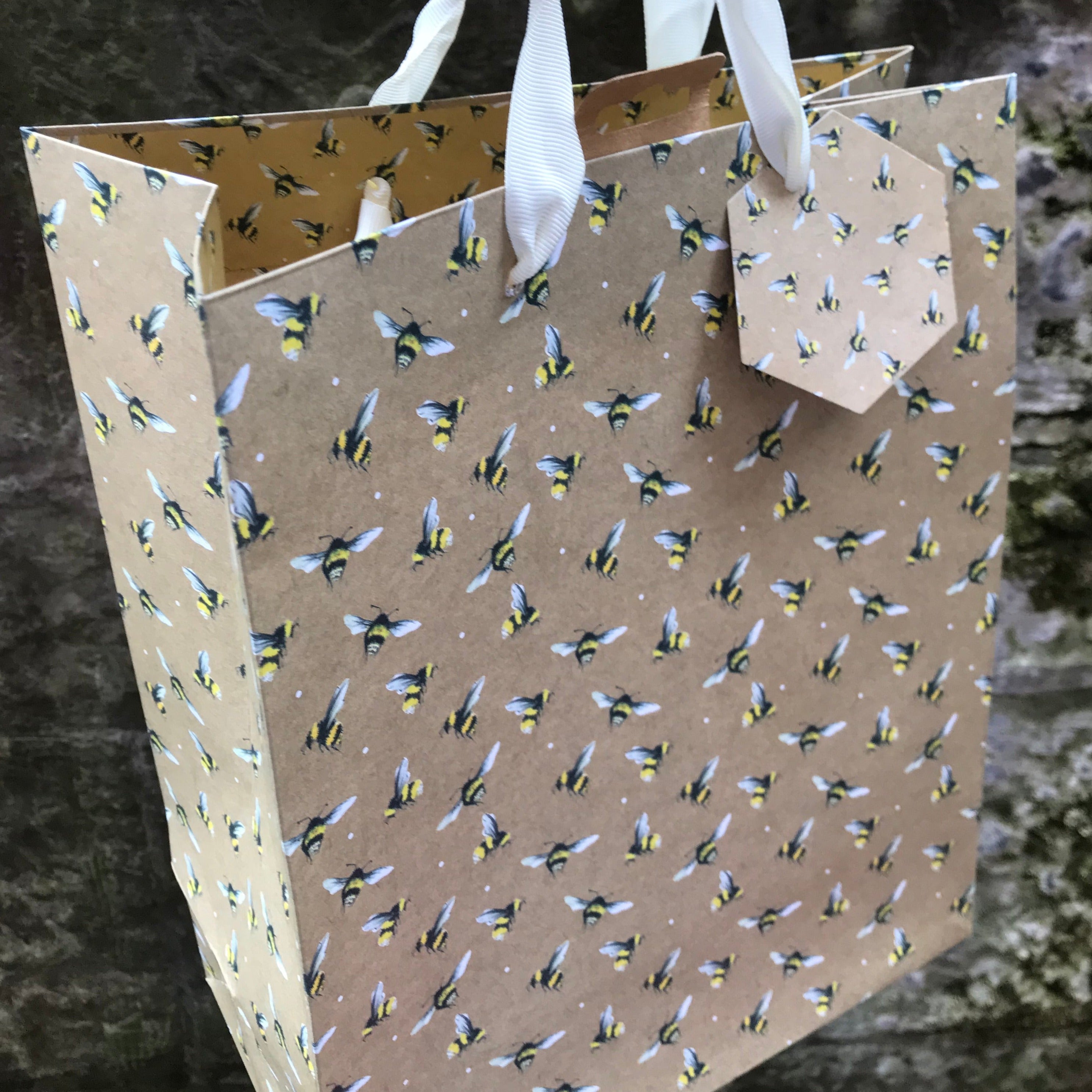 Large Kraft Bees Gift Bag - The Nancy Smillie Shop - Art, Jewellery & Designer Gifts Glasgow