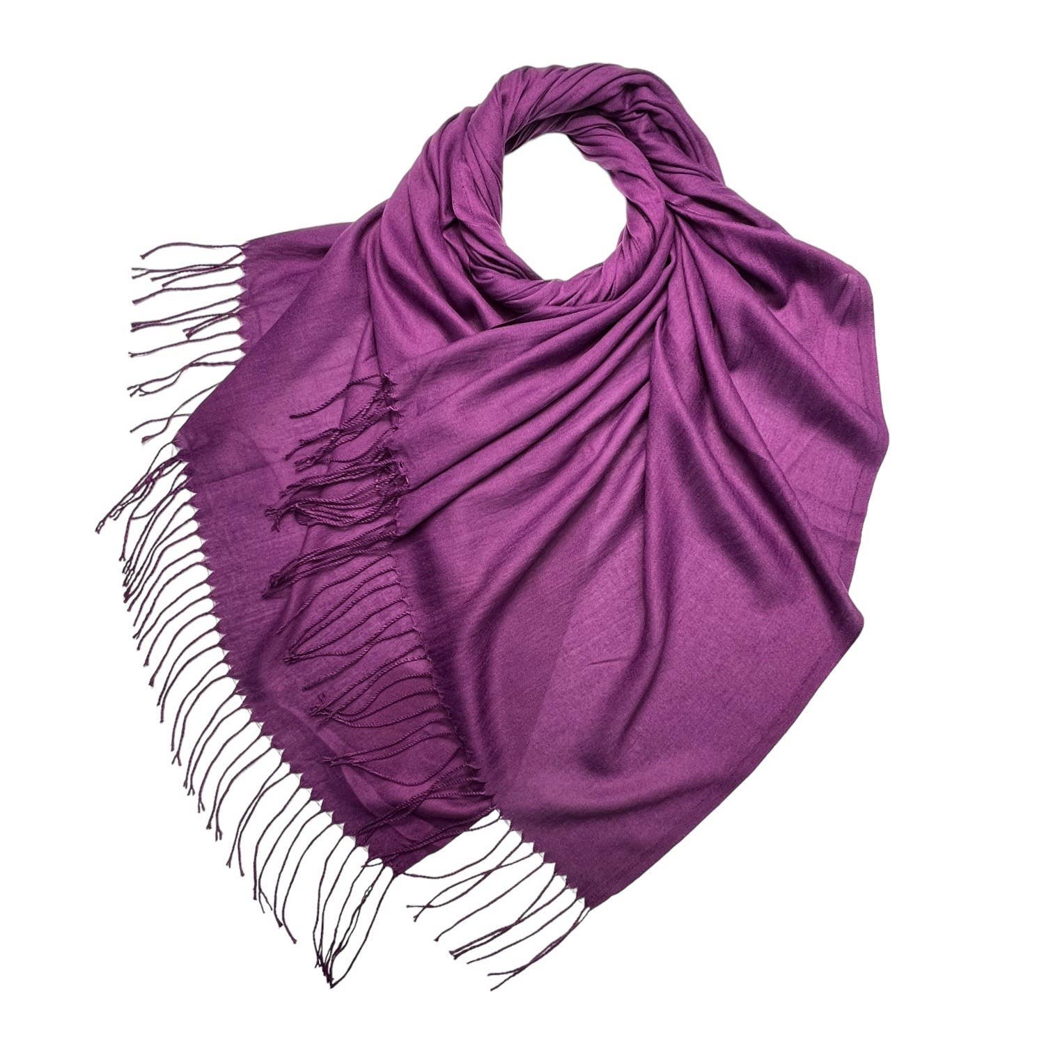 Plain cotton blend pashmina with tassels: Orange A23