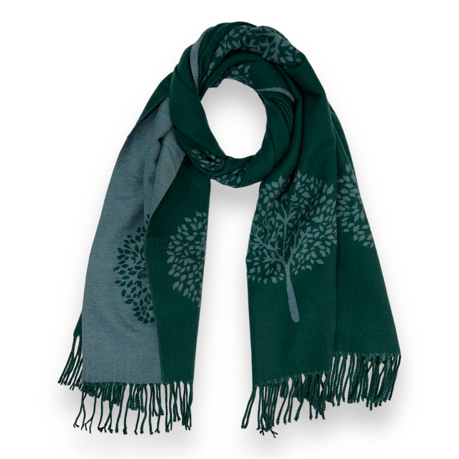 Big tree of life print scarf on cashmere blend scarf: Teal