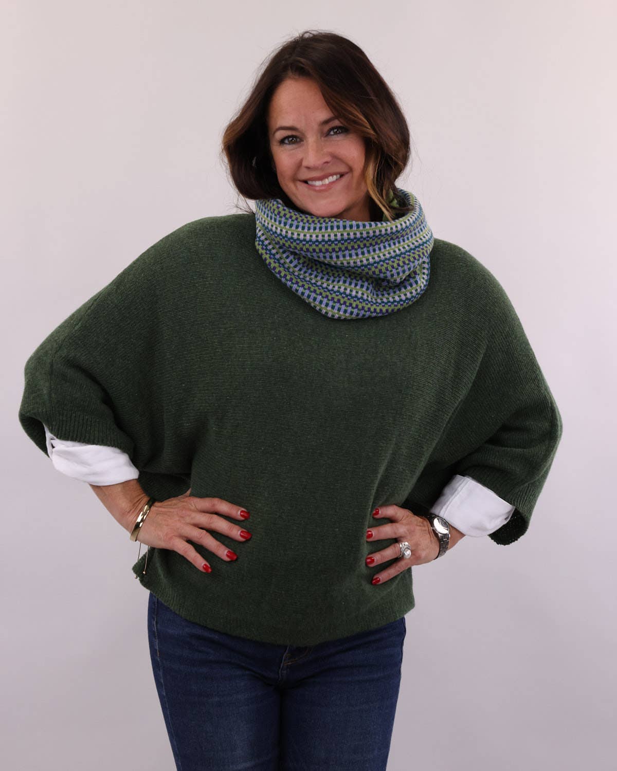 Cashmere Blend Boat Neck Tunic: Forest Green | The Nancy Smillie Shop - Art, Jewellery & Designer Gifts Glasgow Scotland