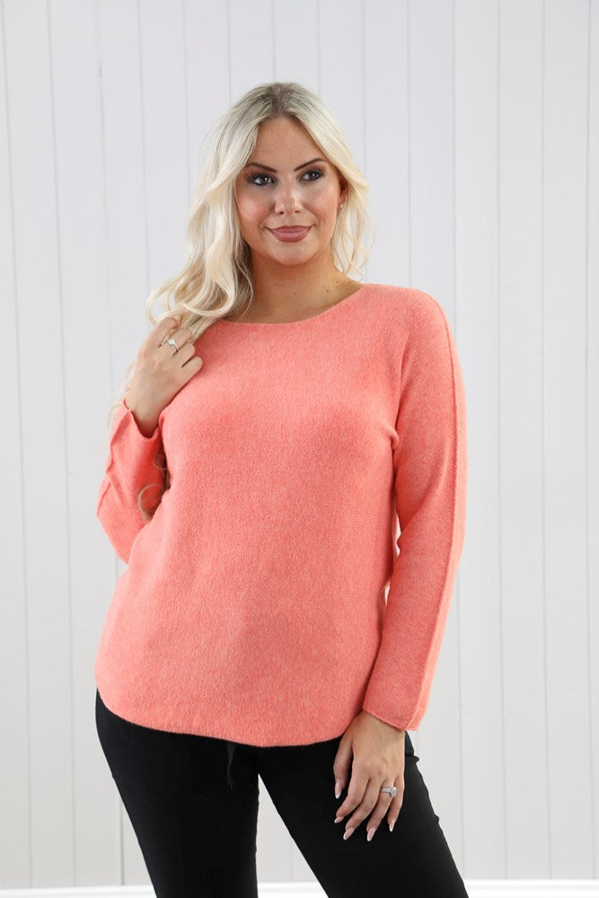 Peach Scoop Neck Cosy Jumper | The Nancy Smillie Shop - Art, Jewellery & Designer Gifts Glasgow Scotland