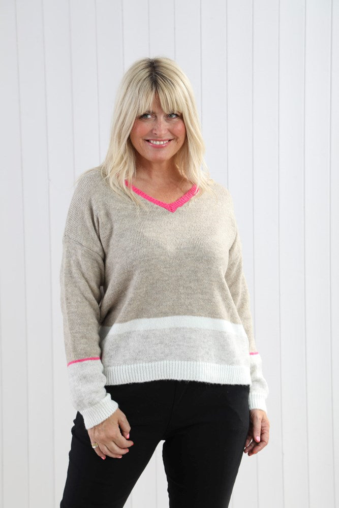 Berry Striped Edge Jumper | The Nancy Smillie Shop - Art, Jewellery & Designer Gifts Glasgow Scotland