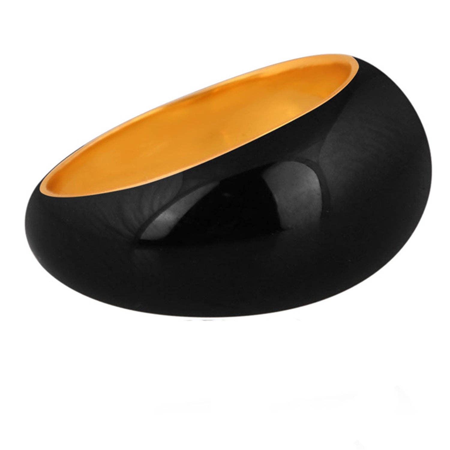 Gold and black enamel domed ring: Medium