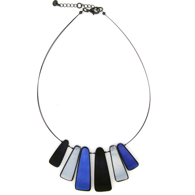 Blue resin 3 tone necklace