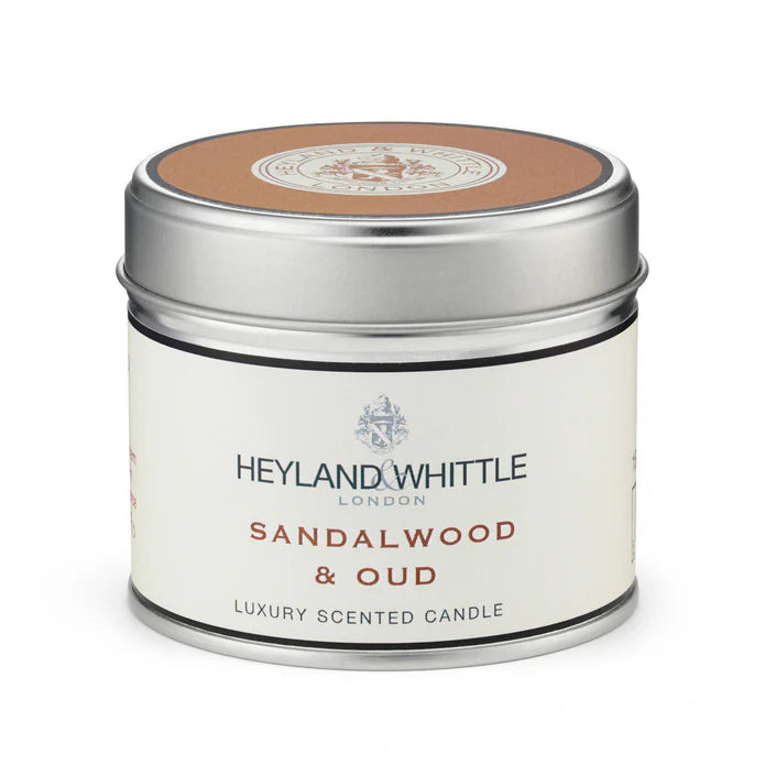 Sandalwood and Oud classic candle in a tin 180g