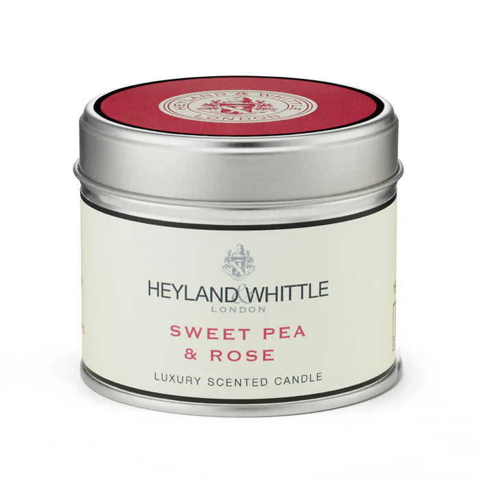 sweetpea and rose classic candle in a tin 180g