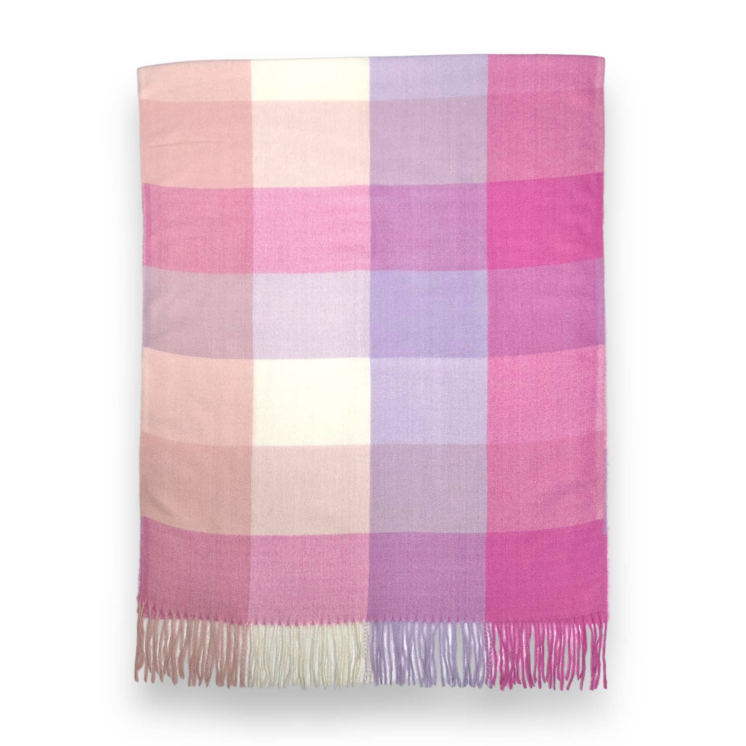 Classic colourful woolmix check scarf with tassels: Blue