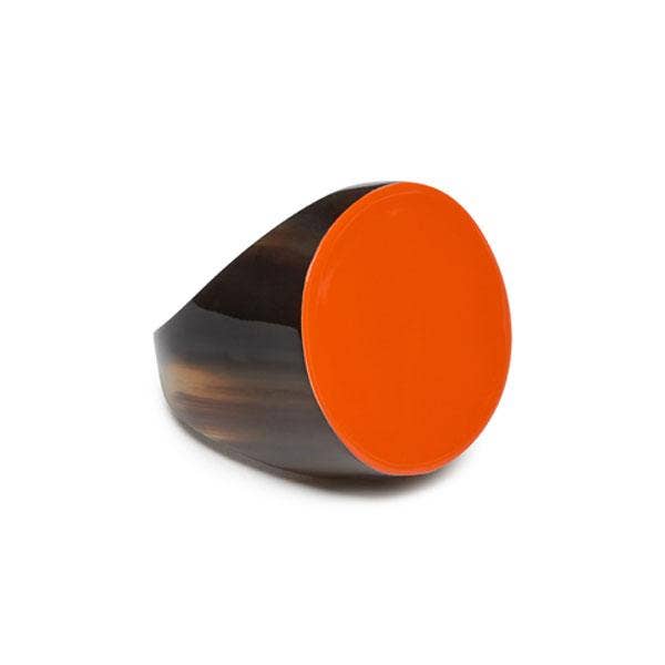 Round buffalo horn ring - Orange: L