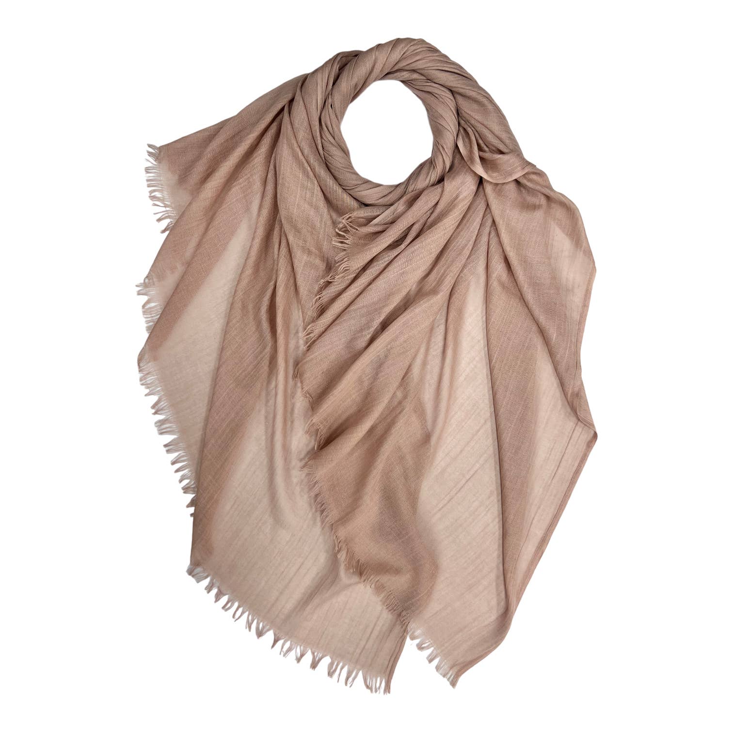 Classic plain cotton blend scarf finished with fringes: Timberwolve