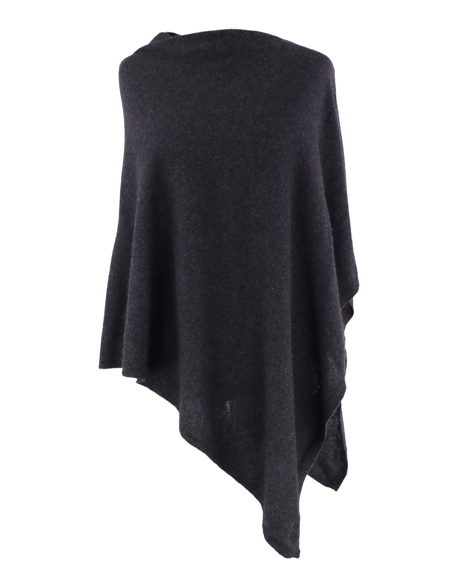 Classic Cashmere Blend Poncho: Silver