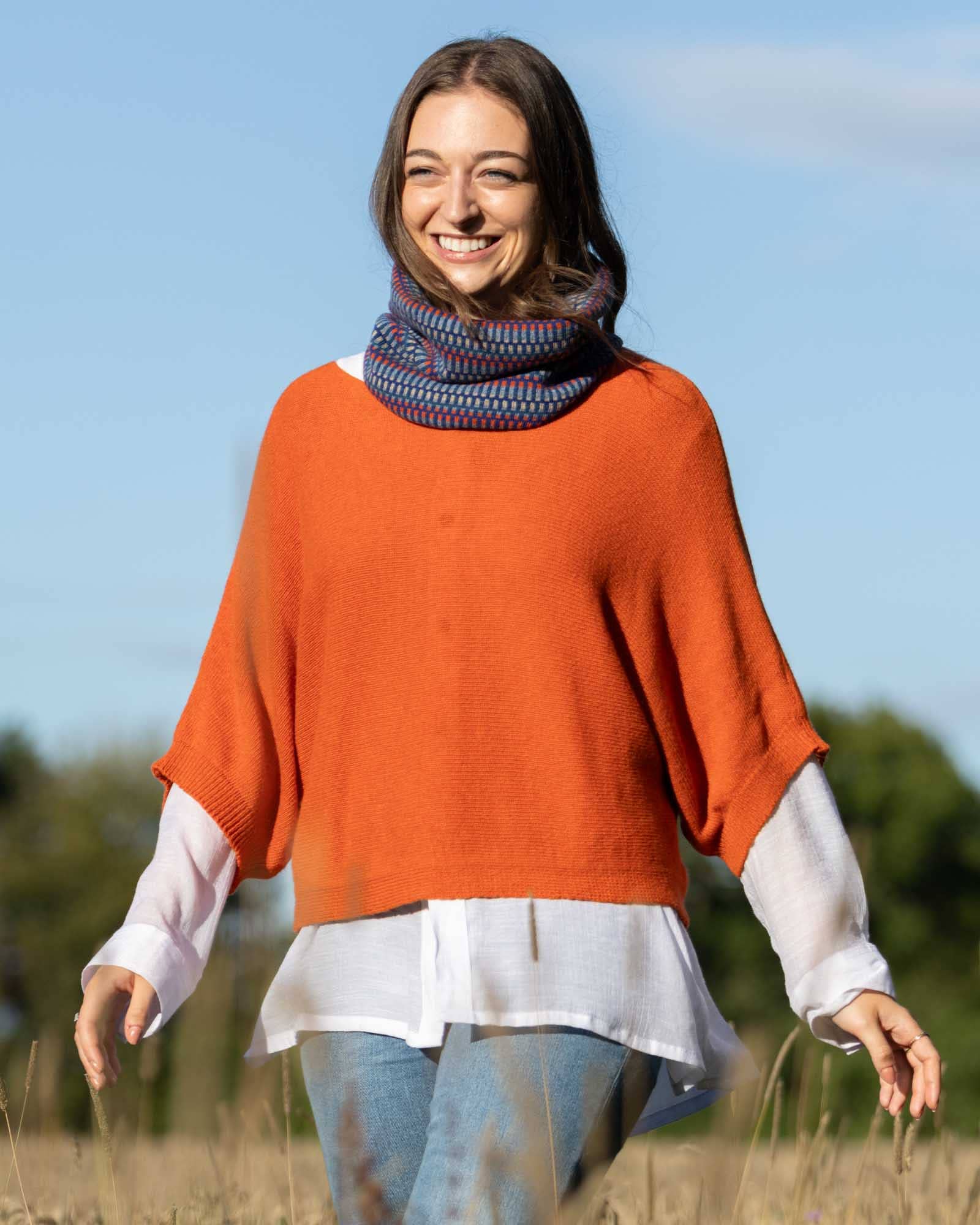 Cashmere Blend Boat Neck Tunic: Peacock