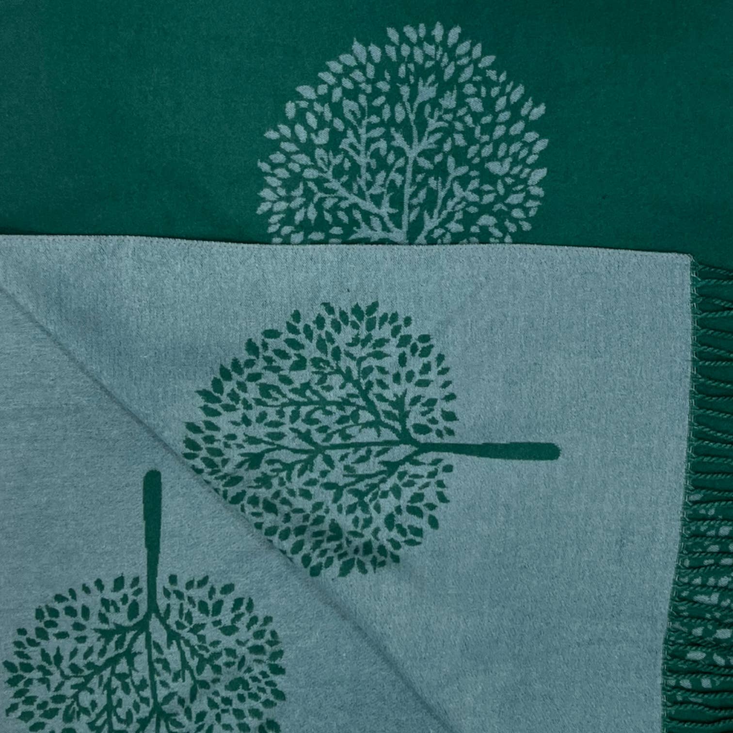 Big tree of life print scarf on cashmere blend scarf: Teal