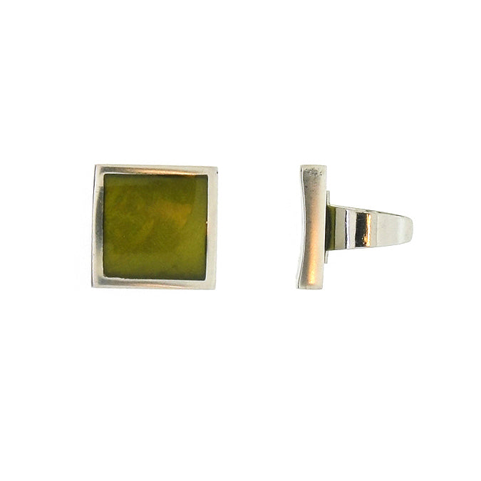 Olive pewter square ring