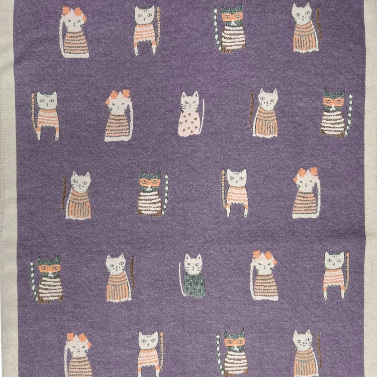 Colourful Cat prints on Wool blend: Black