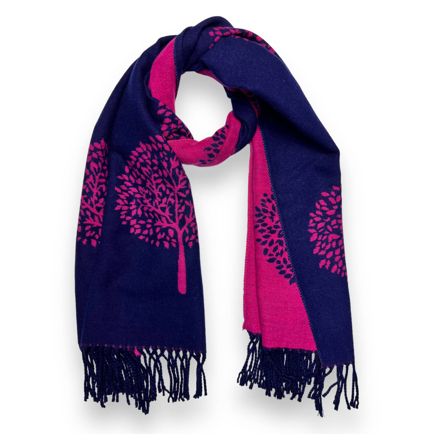 Big tree of life print scarf on cashmere blend scarf: Teal