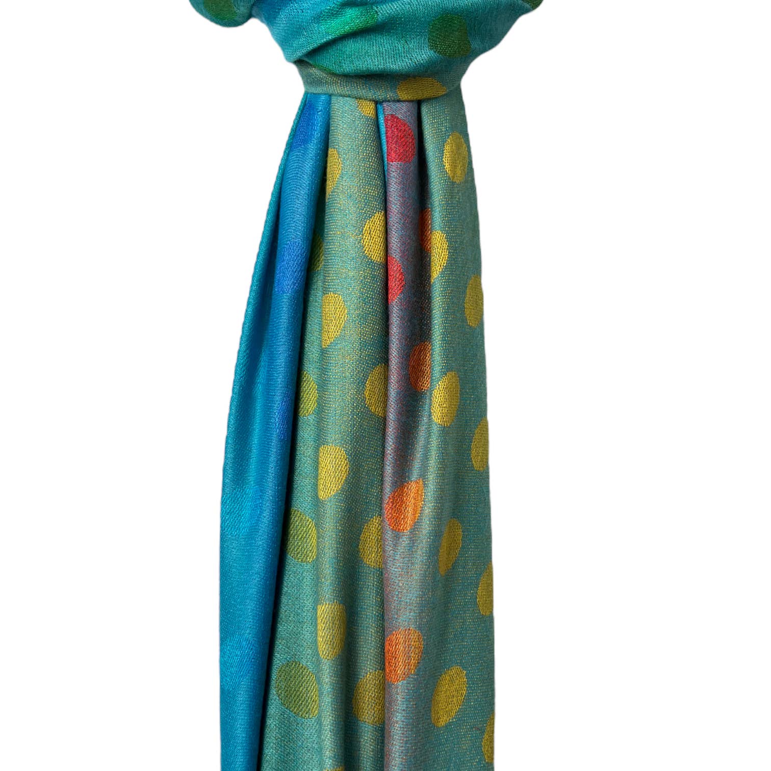 Rainbow Pashmina dots print with tassels: Blue