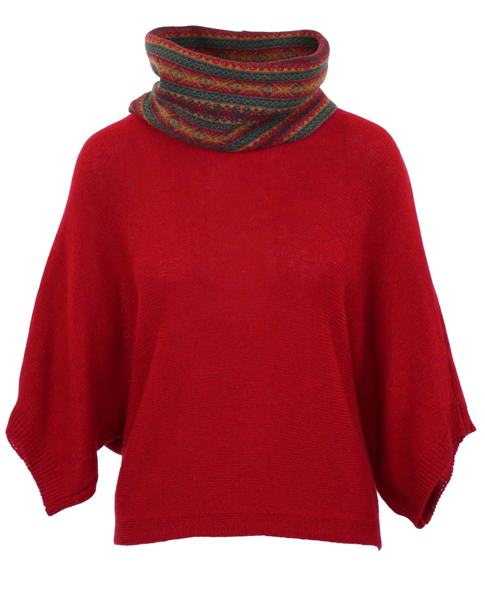 Cashmere Blend Boat Neck Tunic: Fuchsia