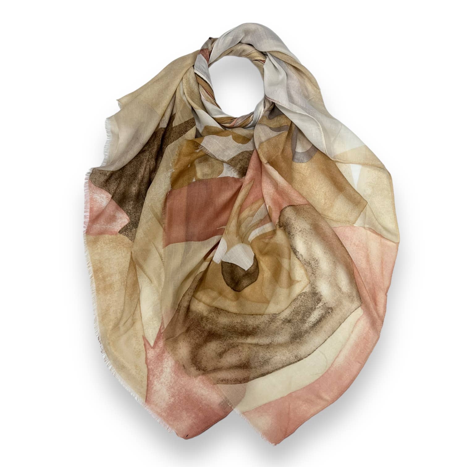 Soft Abstract painting on solid canvas scarf: Grey