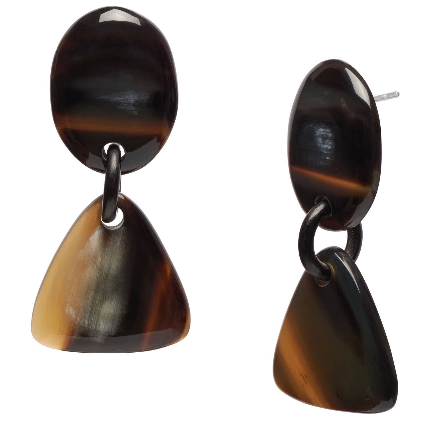 Black natural oval and triangle horn earring | The Nancy Smillie Shop - Art, Jewellery & Designer Gifts Glasgow Scotland