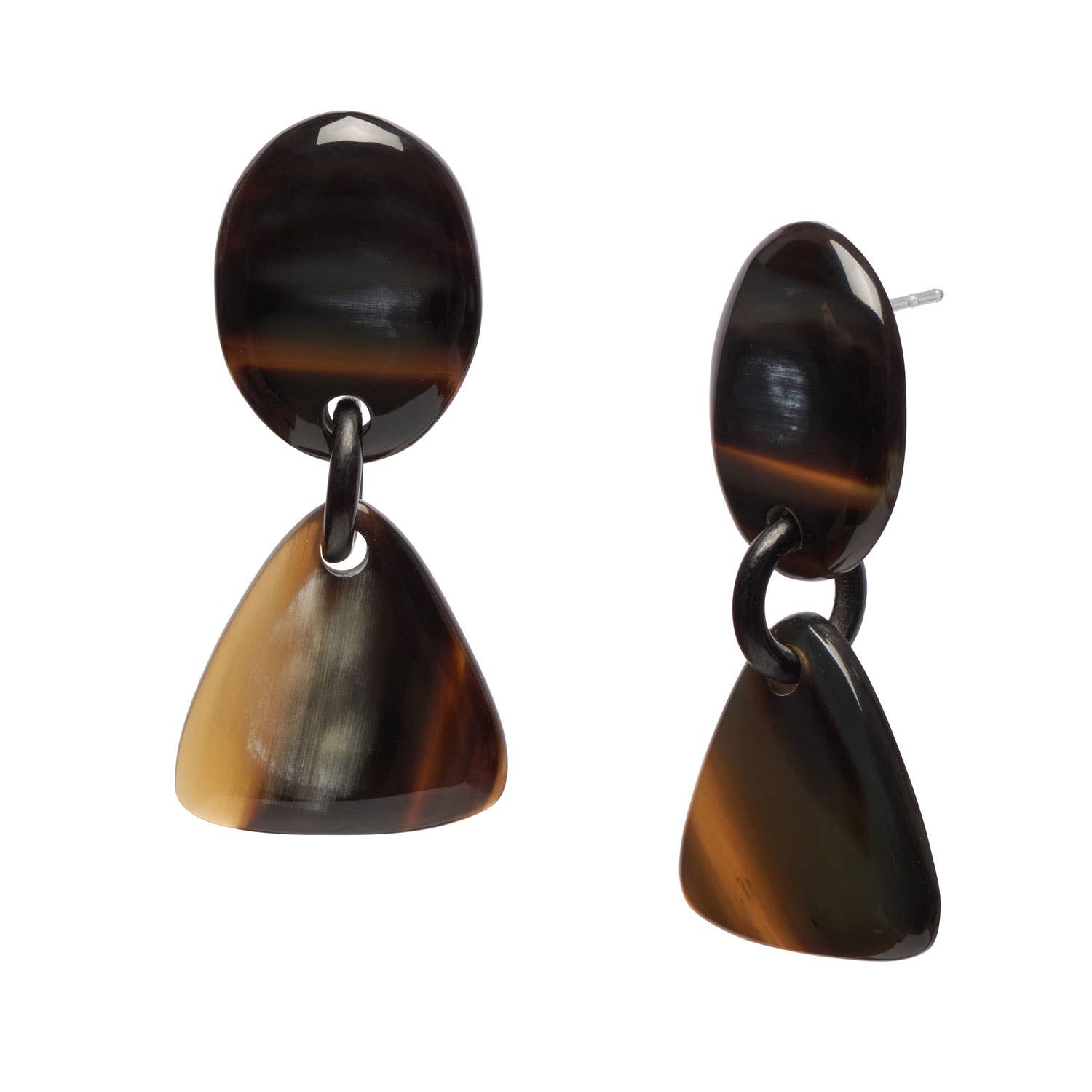 Black natural oval and triangle horn earring | The Nancy Smillie Shop - Art, Jewellery & Designer Gifts Glasgow Scotland