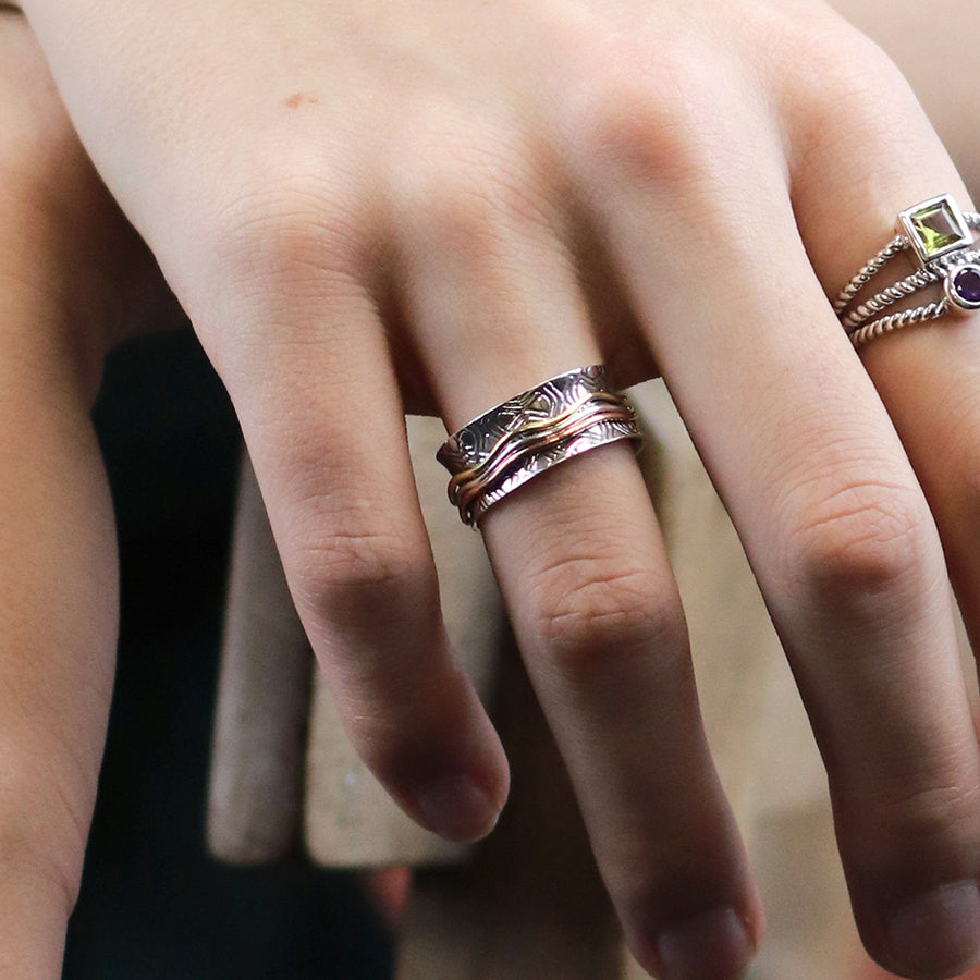 Silver Embossed Spinning Ring