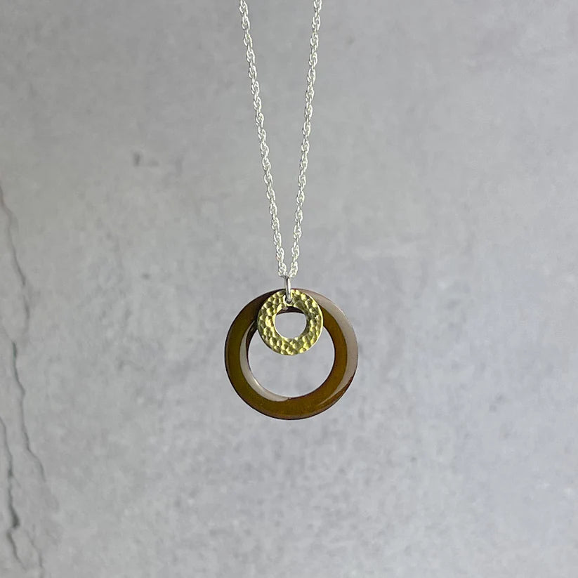 Khaki Hoop Enamel Necklace