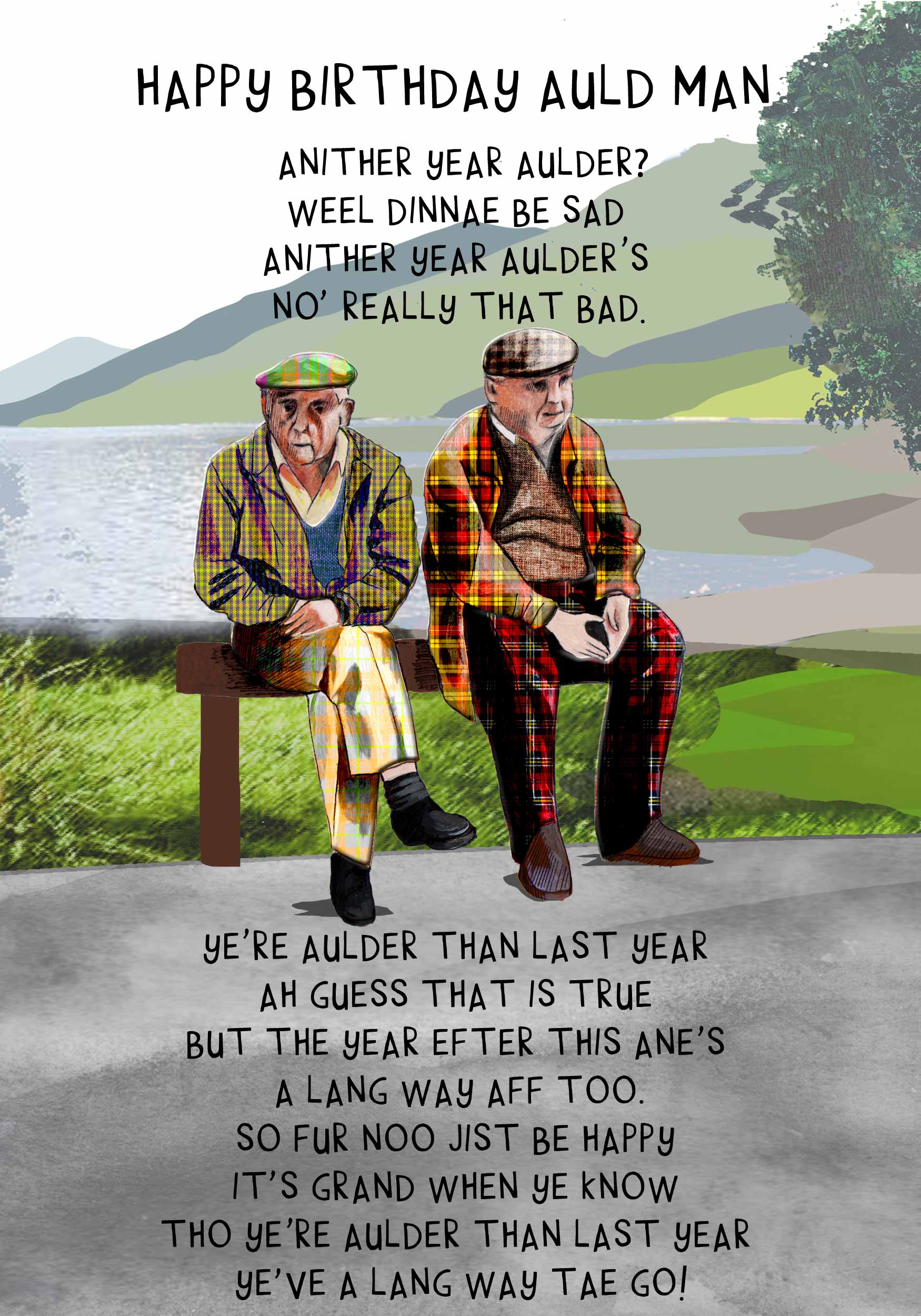 Auld Man Card | The Nancy Smillie Shop - Art, Jewellery & Designer Gifts Glasgow Scotland