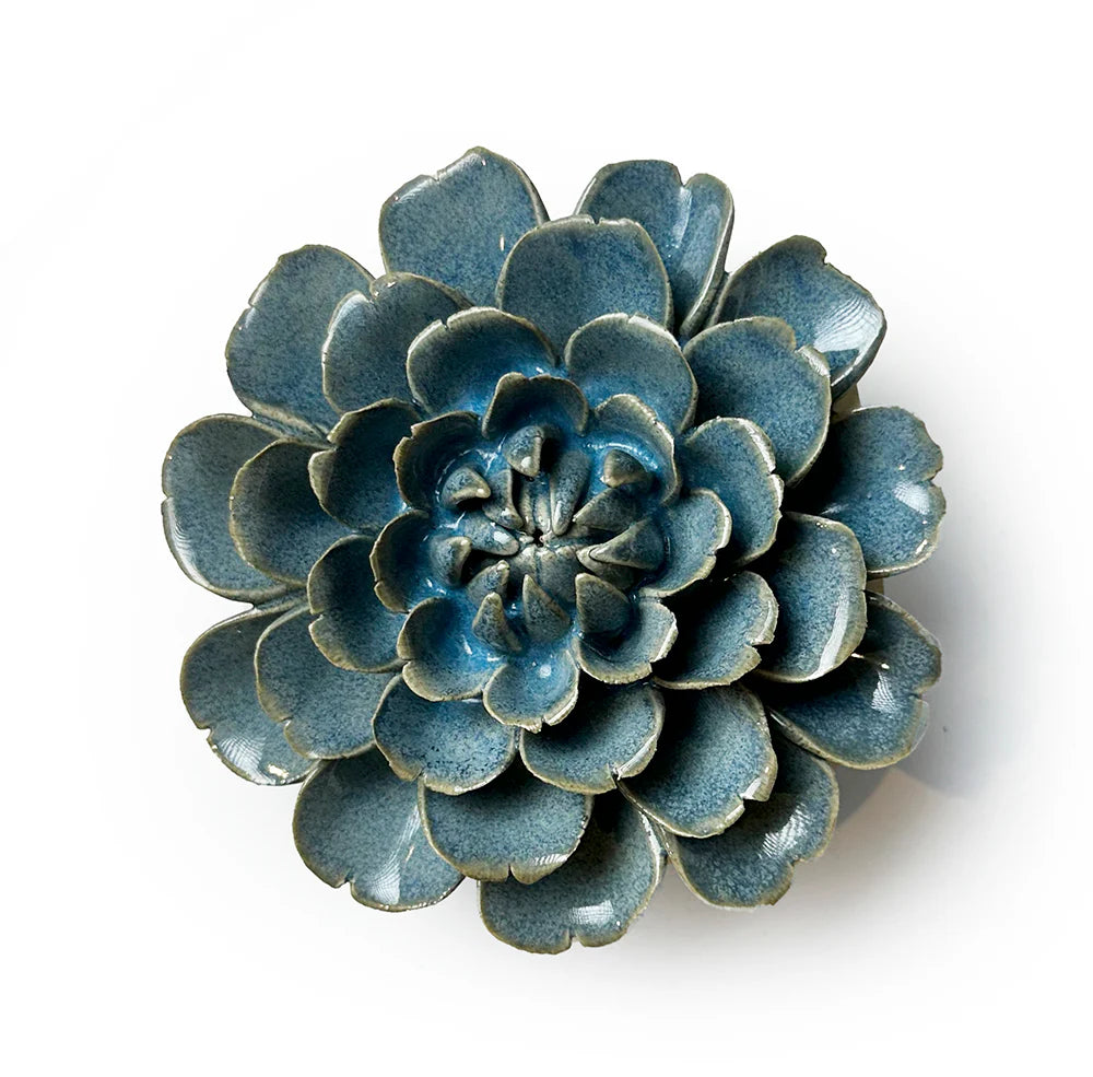 Medium Blue Flower Ceramic Wall Art - The Nancy Smillie Shop - Art, Jewellery & Designer Gifts Glasgow