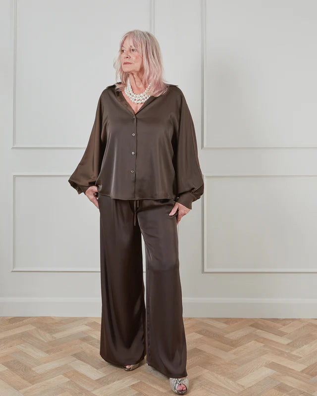 Flo Shirt in Chocolate | The Nancy Smillie Shop - Art, Jewellery & Designer Gifts Glasgow Scotland