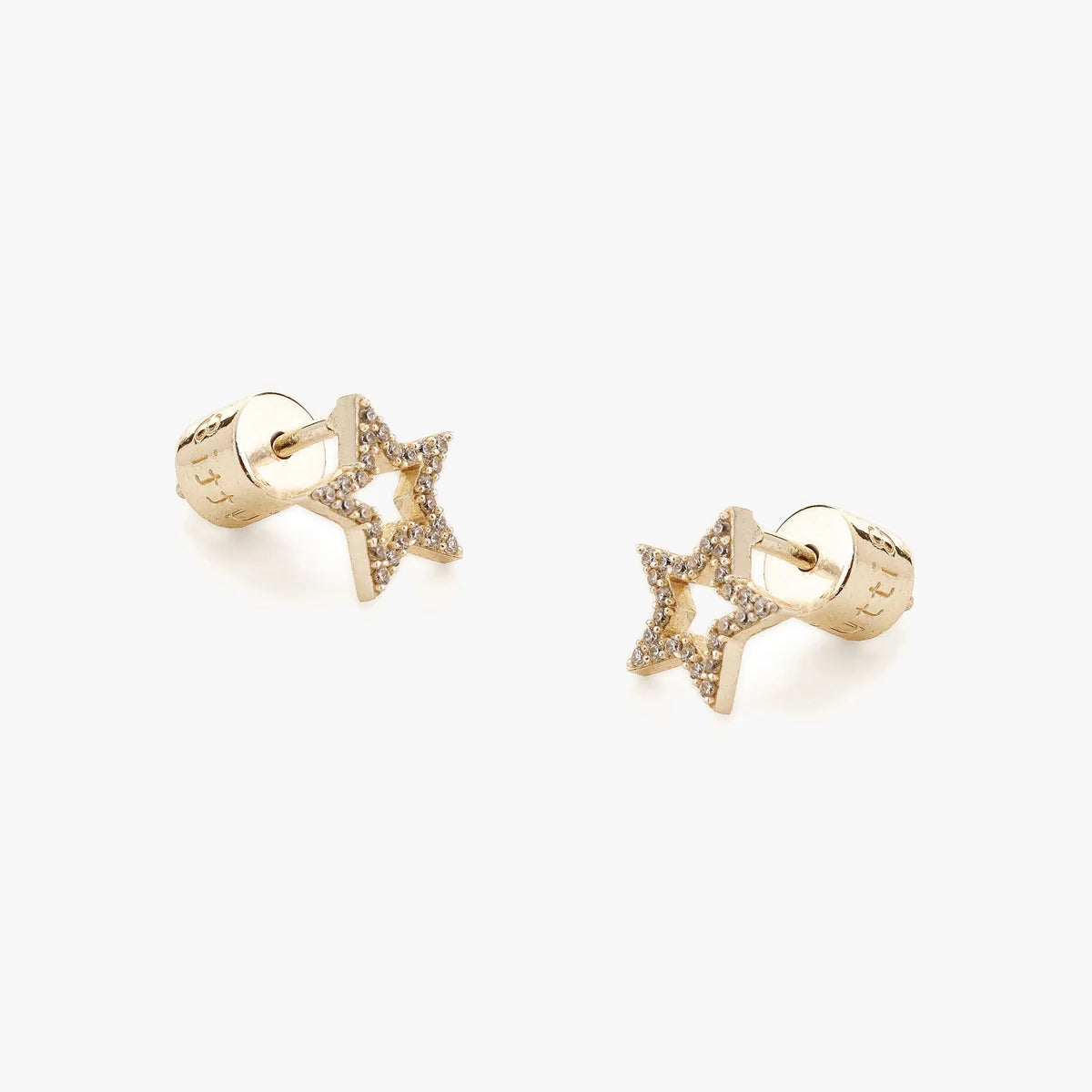 Pave Star Earrings Gold