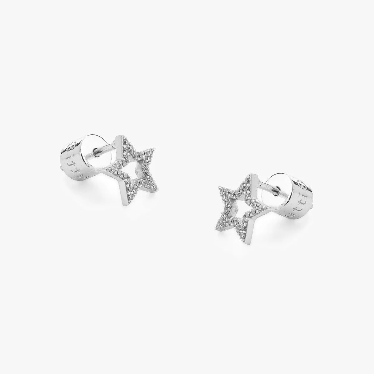 Pave Star Earrings Silver