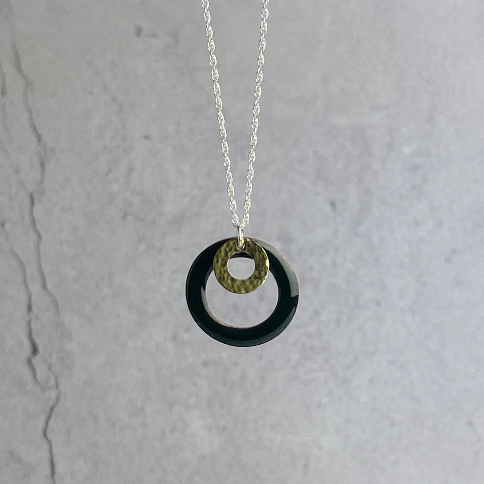 Bottle Green Hoop Enamel Necklace